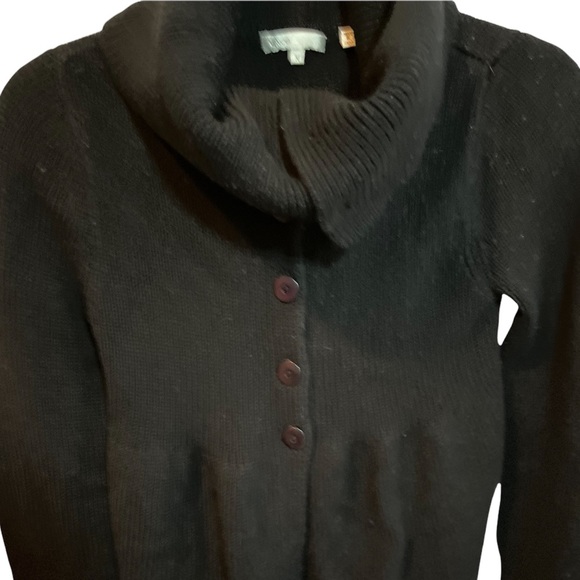 Vince Wool Blend Peplum Button Down Sweater Cowl Neck Black Size Medium - Picture 7 of 14